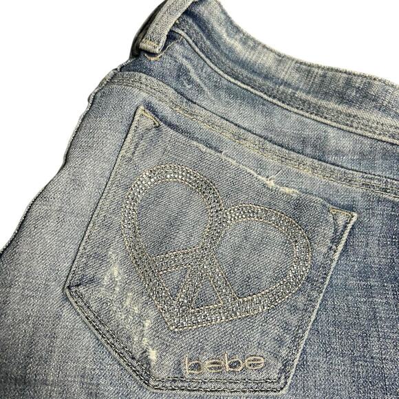 Bebe Y2K Bedazzled Peaceful Heart Bootcut Jeans - Picture 2 of 8